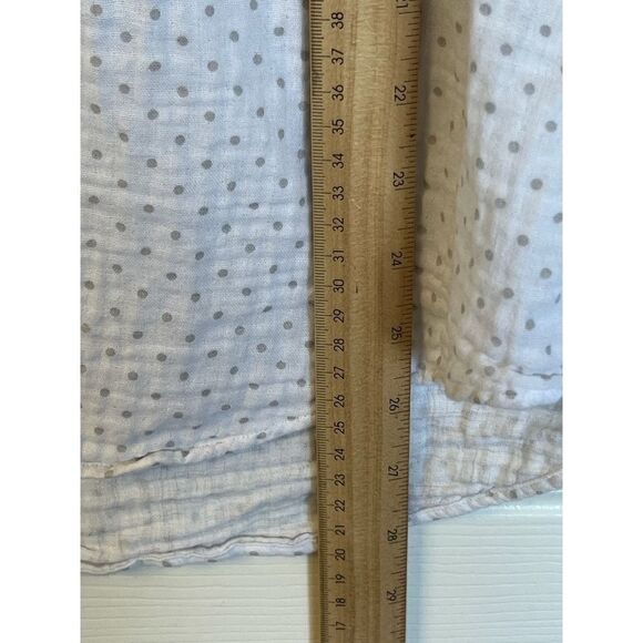 Club Monaco Long Sleeve Round Hem Polka Dot Button Down Shirt White Womens Sz SP - Picture 7 of 9